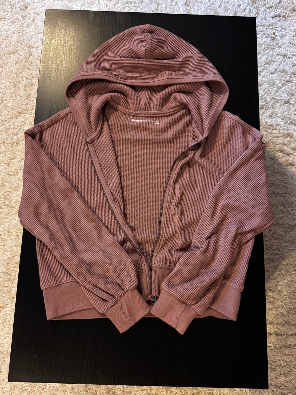 Abercrombie & Fitch Soft A&F Cozy Waffle Knit Zip Hoodie – XS 🤎